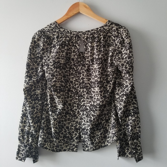 Anthropologie Tulle Long Sleeve Button Back Blouse - Picture 2 of 7